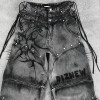 Wholesale Stylish Ash Gray Wide-Leg Denim Trousers