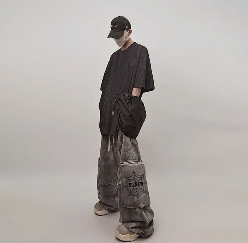 OEM & ODM Custom Loose Grey Utility Jeans for Wholesale