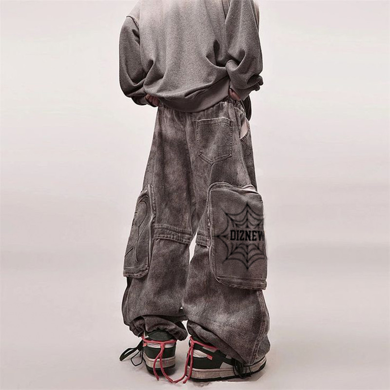wholesale loose fit grey jeans