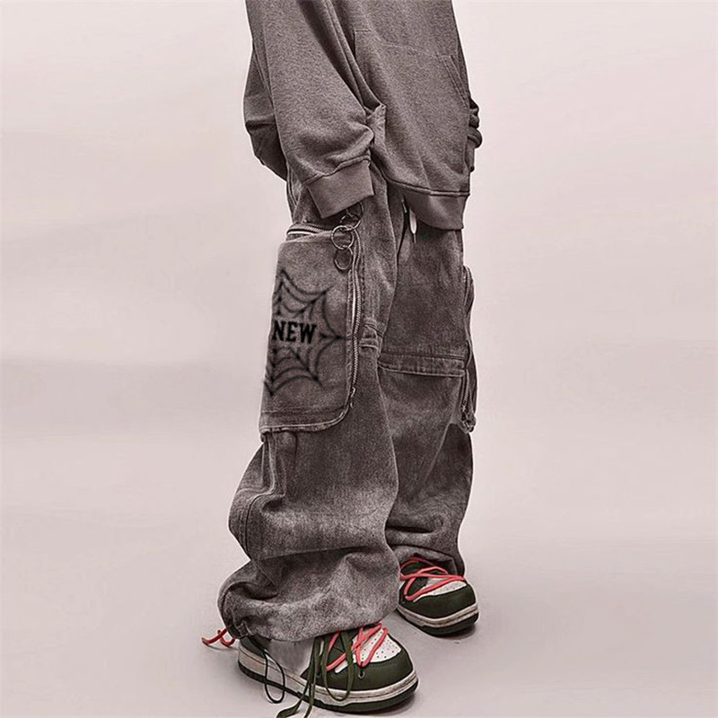 OEM custom loose grey utility jeans