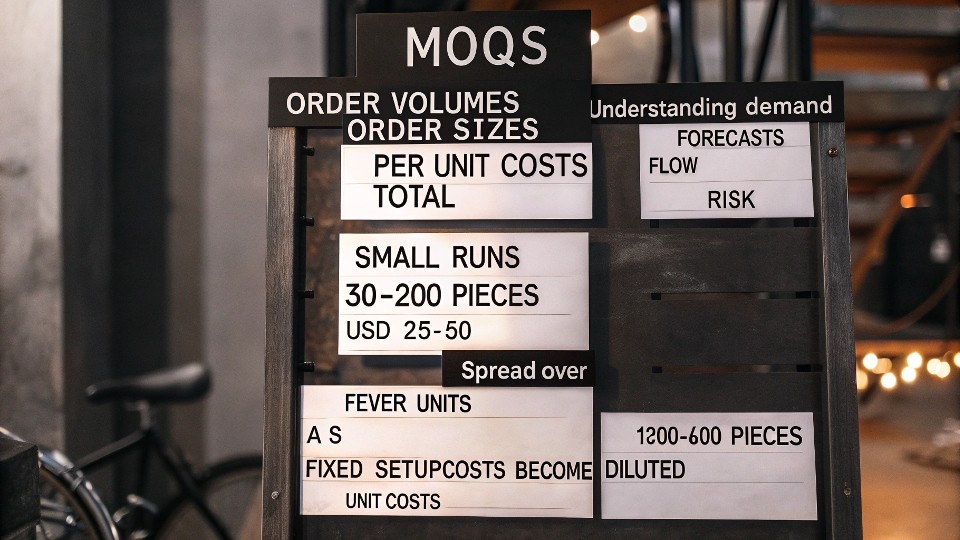 Minimum order quantities (MOQs) and order size directly affect per-unit costs and total investment