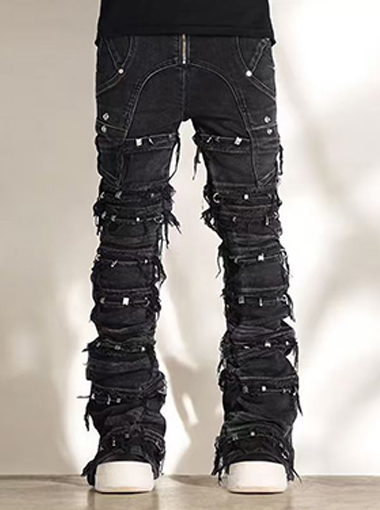 Custom black slim-fit designer jeans