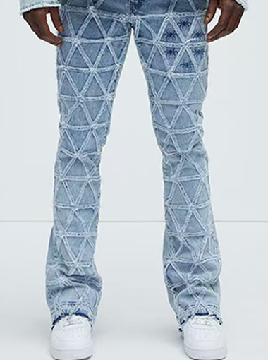 Custom rhombus-patterned Stacked jeans