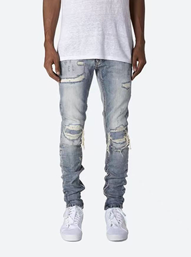 Custom gray-white Stacked jeans