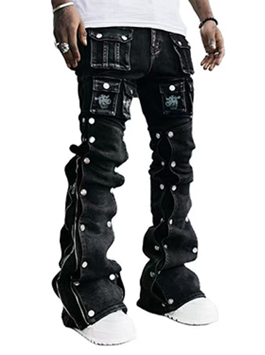 Custom black Stacked jeans