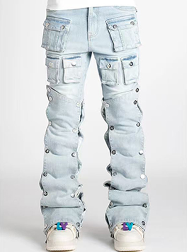Custom light blue Stacked jeans