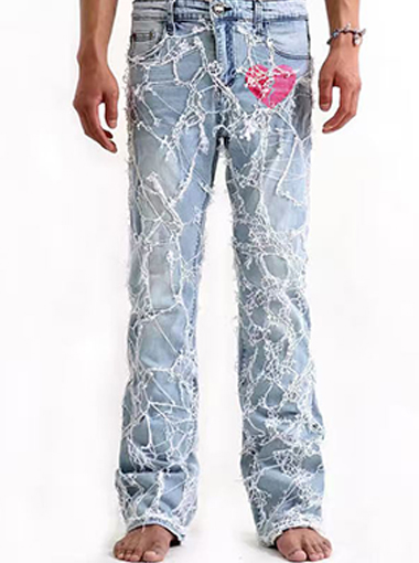 Light Blue Designer Stacked Jeans