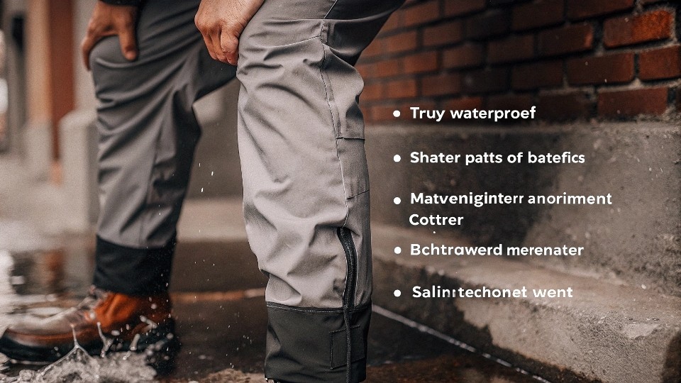 Truly waterproof pants use synthetic materials with a waterproof membrane like Gore-Tex or a solid coating like PVC