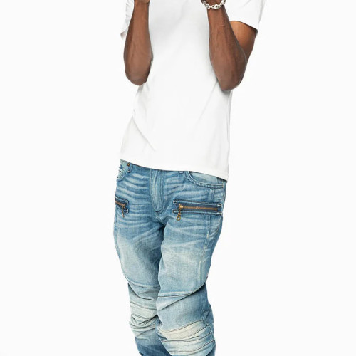 Custom Blue Cycling Jeans | OEM & ODM Services