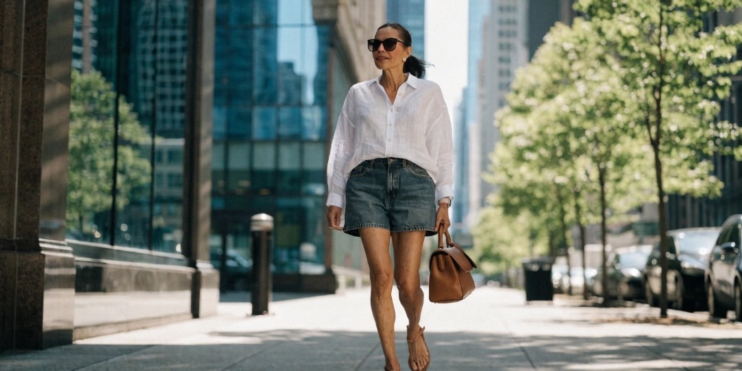 Women over 50 can wear denim shorts by choosing a slightly longer inseam