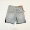 Custom Washed Denim Wholesale Embroidered Patchwork Jeans Shorts with Fringe Hem