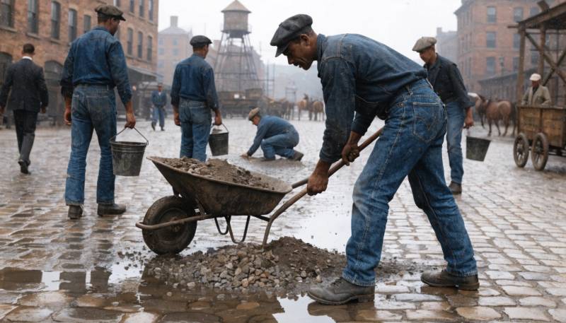 Jeans became the classic uniform for blue collar workers because they were originally designed to solve workwear problems