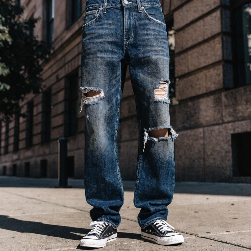 Jeans are trousers, usually casual pants, commonly made from denim. Denim is the fabric, while jeans are the finished clothing item. A pair of jeans may include pockets, waistband, belt loops, zipper or button fly, rivets, stitching, wash effects, trims, and brand labels. Dictionaries commonly define jeans as informal trousers made from denim.