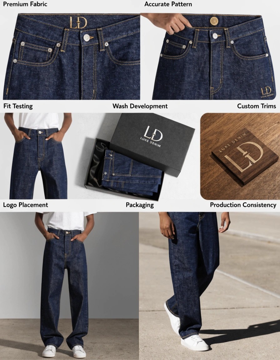 Brands can create billionaire-level jeans by treating denim as a complete product system: premium fabric, accurate pattern, fit testing, wash development, custom trims, logo placement, packaging, and production consistency. The goal is not just to make jeans expensive—it is to make them feel exclusive, wearable, durable, and clearly aligned with the customer’s brand identity.