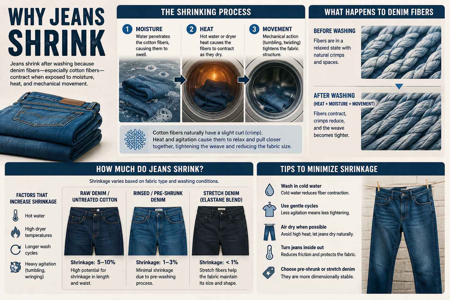 jeans shrink after washing