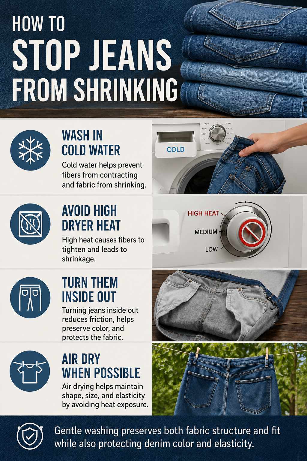 To stop jeans from shrinking