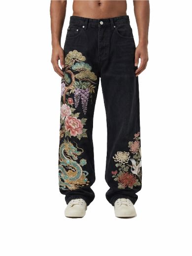 Dragon Bloom Black Denim