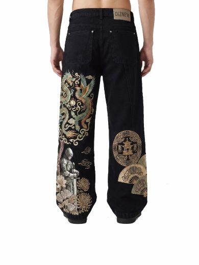 Dragon Phoenix Black Denim