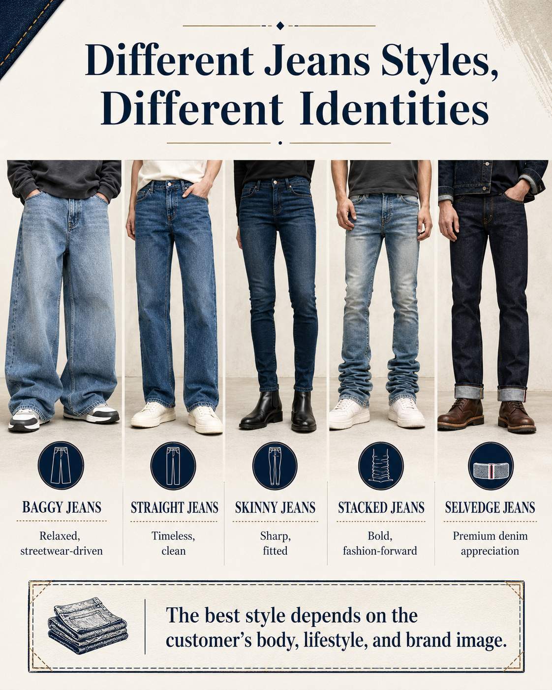 Different jeans styles express different identities.