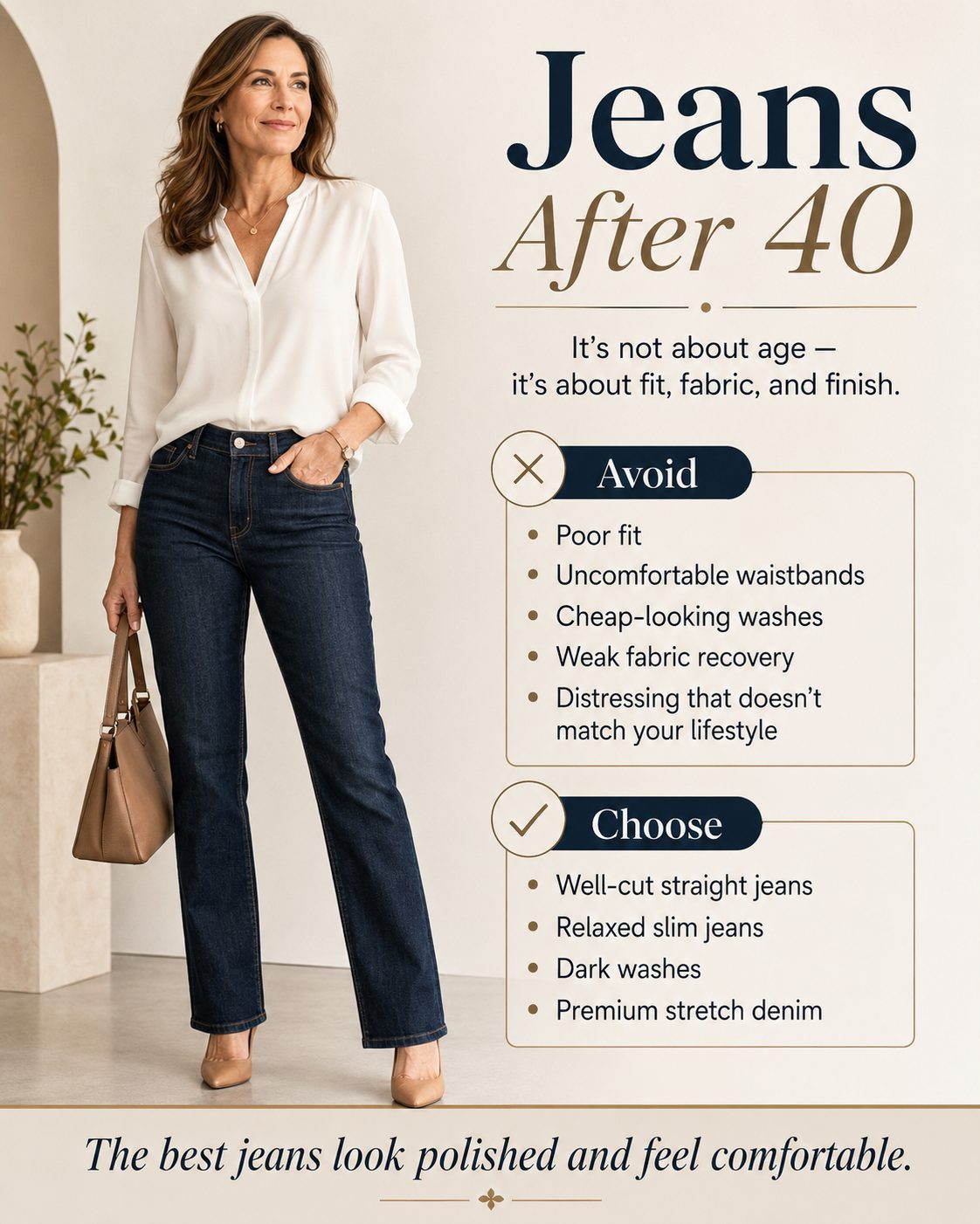 After 40, you do not need to stop wearing any specific jeans style