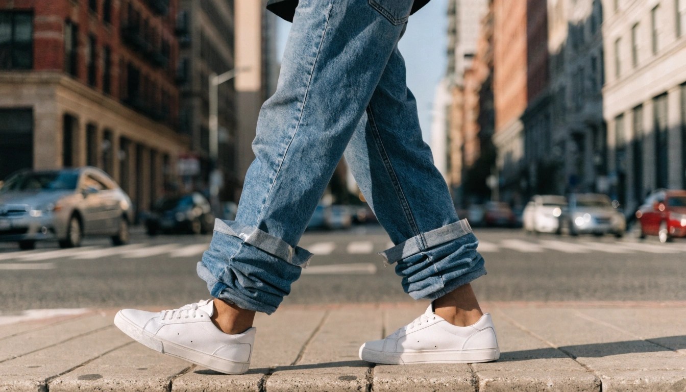 To shorten jeans without cutting or sewing, fold the extra length inward, press the fold flat, and secure it with temporary fashion tape, iron-on hemming tape, or fabric glue. You can also cuff or roll the jeans for a visible style fix. This method is best when you want to preserve the original hem.