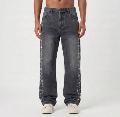 Custom Embellished Denim Jeans with Decorative Studs - Sparkle & Style