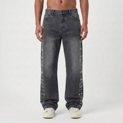 Custom Embellished Denim Jeans with Decorative Studs - Sparkle & Style