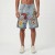 Custom Washed Denim Wholesale Embroidered Patchwork Jeans Shorts with Fringe Hem