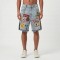 Custom Washed Denim Wholesale Embroidered Patchwork Jeans Shorts with Fringe Hem