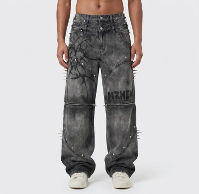 Wholesale Stylish Ash Gray Wide-Leg Denim Trousers