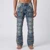 Custom Allover Fringed Panel Straight Jeans for Streetwear Labels