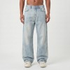 Custom Washed Wide-Leg Jeans with Fade Vintage Finish Wash Denim Pants
