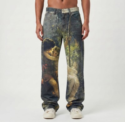 Custom Wholesale Cotton Digital Printing Colorful Jeans For Men