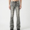 Custom Stacked Flare Jeans with Heavy Distressing & Tie-Dye
