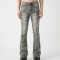 Custom Stacked Flare Jeans with Heavy Distressing & Tie-Dye