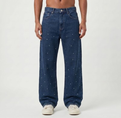 Custom Pearl-Studded Dark Denim Jeans for Premium Boutique Collections