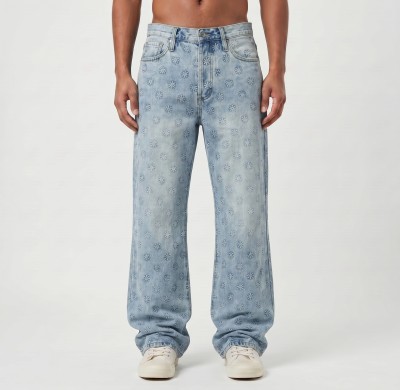 Custom Embossed Floral Wide-Leg Jeans for Boutique & Designer Collections