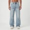Custom Embossed Floral Wide-Leg Jeans for Boutique & Designer Collections