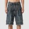 Custom Feather Textured Fringe Denim Shorts