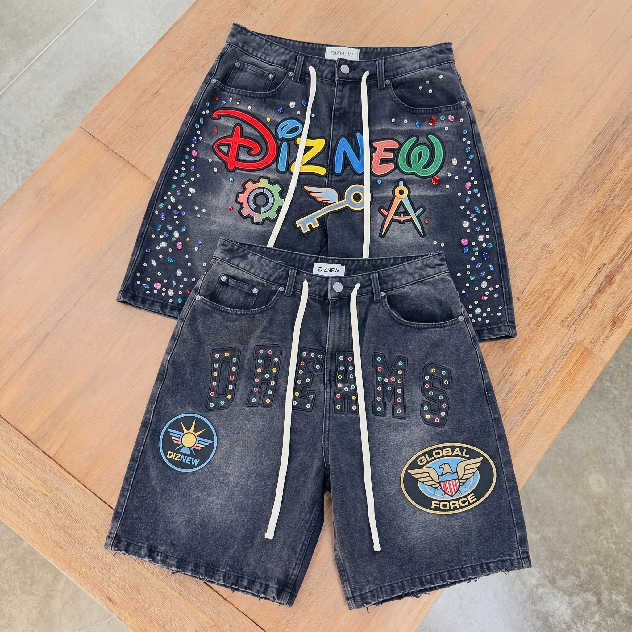 Rhinestone Embroidered  Shorts