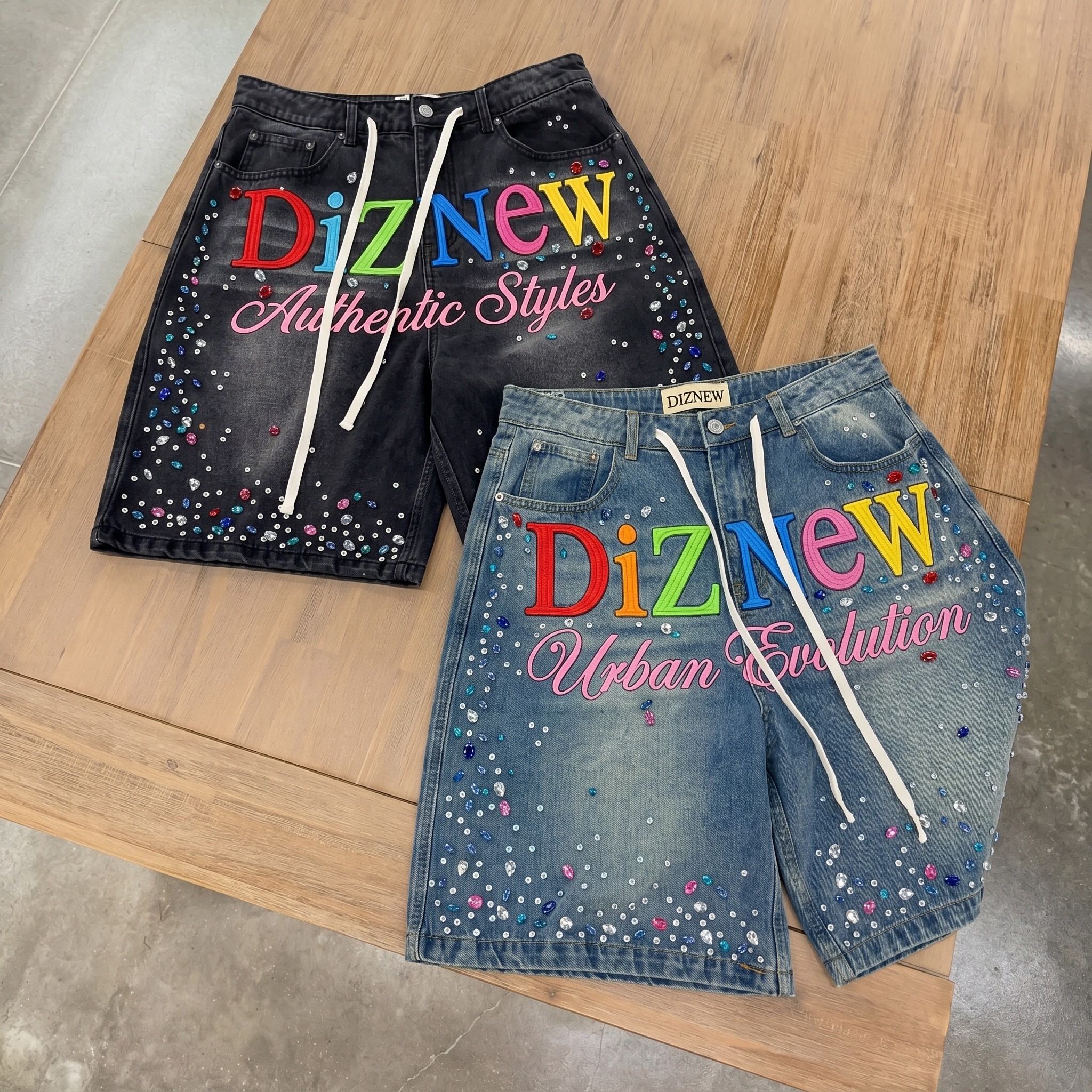 Rhinestone Embroidered  Shorts