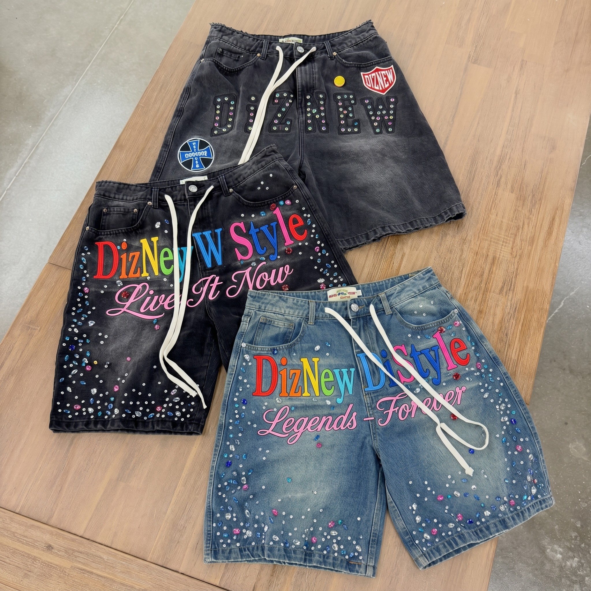 Rhinestone Embroidered  Shorts