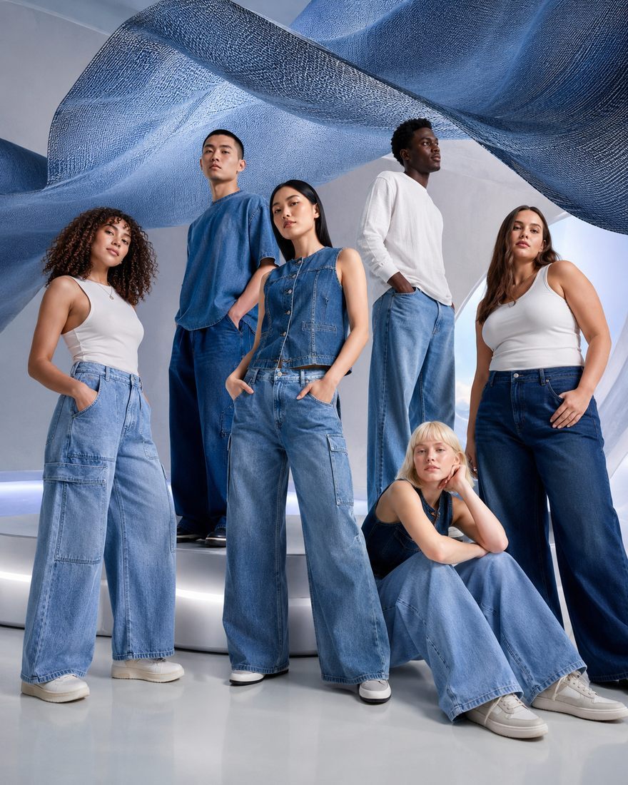 The future of jeans is shifting toward comfort‑first designs, with growing demand for relaxed silhouettes like baggy or wide‑leg jeans and a move away from restrictive skinny cuts. Inclusive sizing, ergonomic patterns, and better fabric technology will define next‑generation denim.