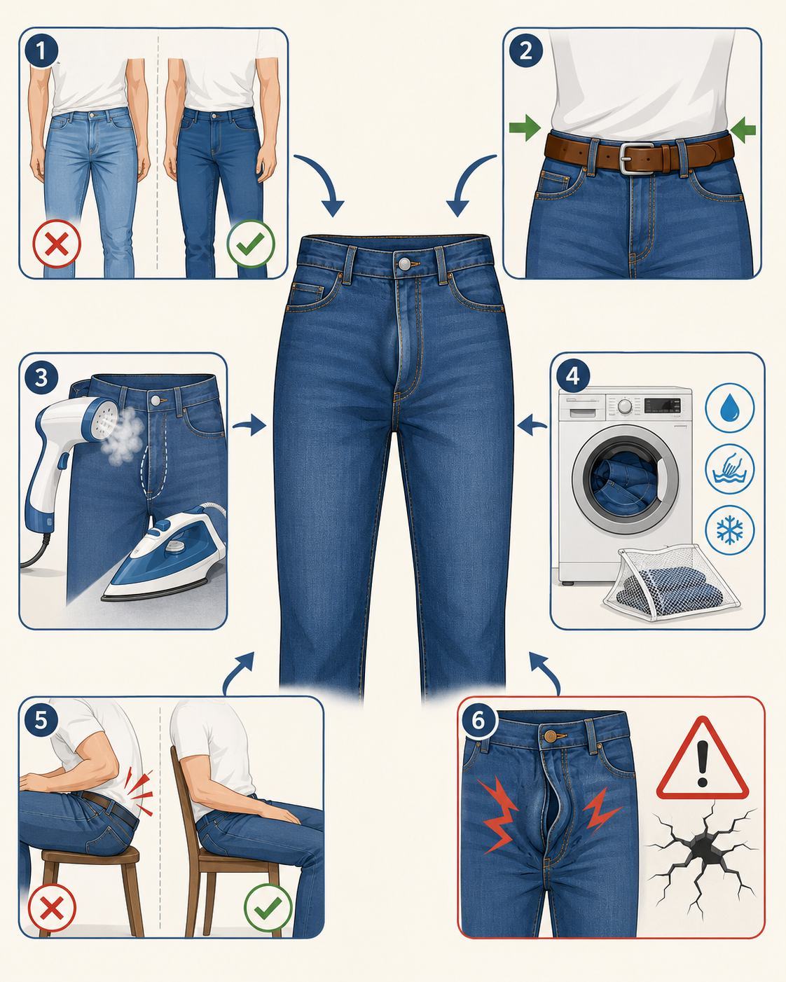 You can reduce zipper bulge without sewing by choosing the right size, using a belt to stabilize the waist, 
