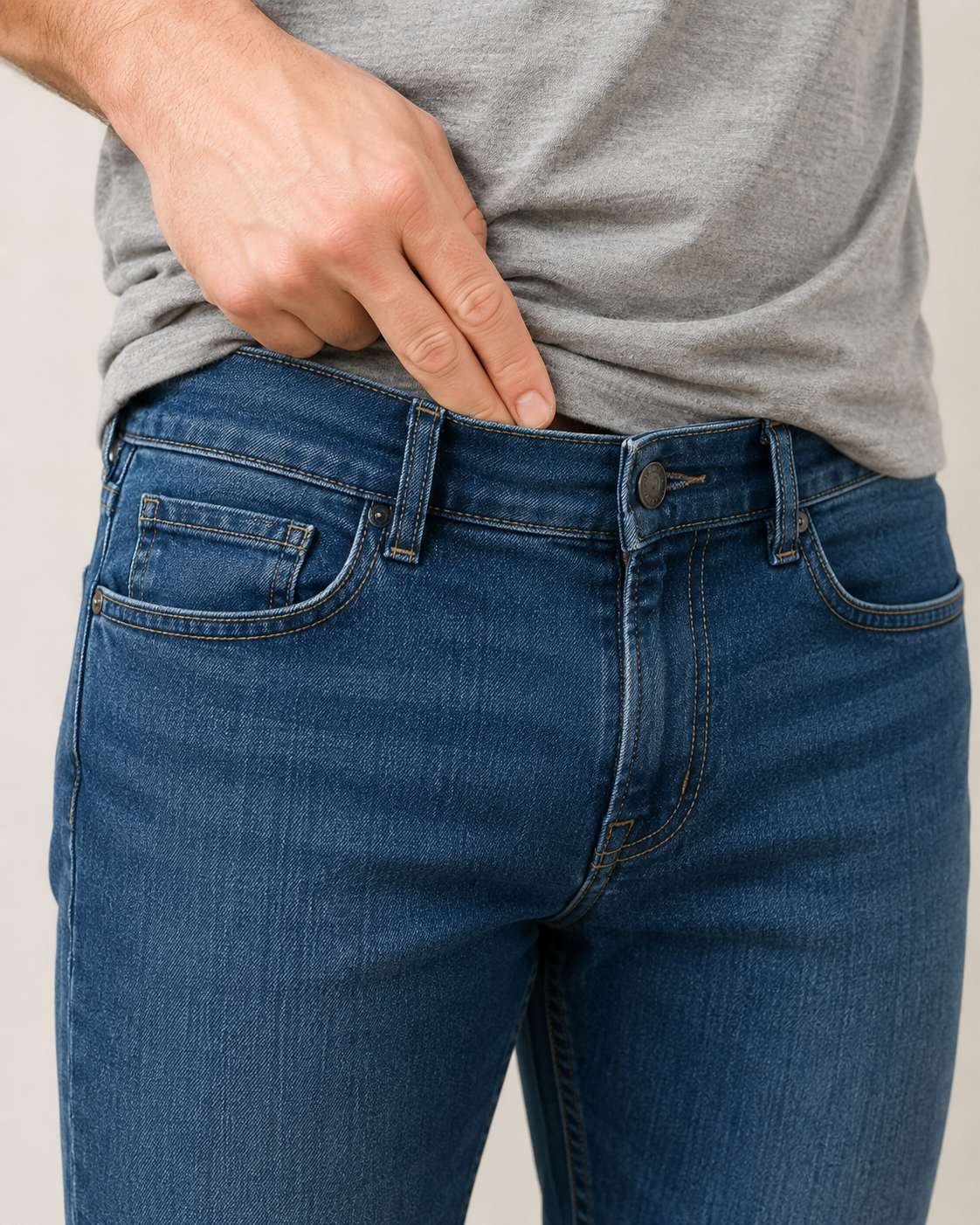 The 2 finger rule means that when your jeans are buttoned