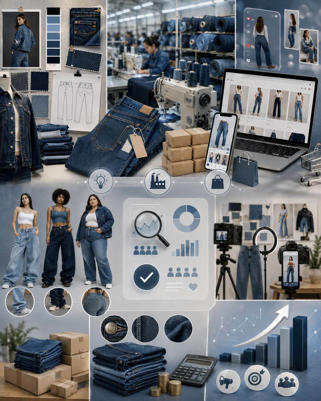 Starting a jeans denim business online requires three core elements: a clear brand direction, a reliable denim manufacturer, and a strong online sales channel such as Shopify or TikTok Shop. Beginners must choose a niche (e.g., baggy jeans, stacked jeans, or plus-size denim), validate demand, and start with small MOQ production. Success depends on balancing product quality, cost control, and digital marketing strategy.