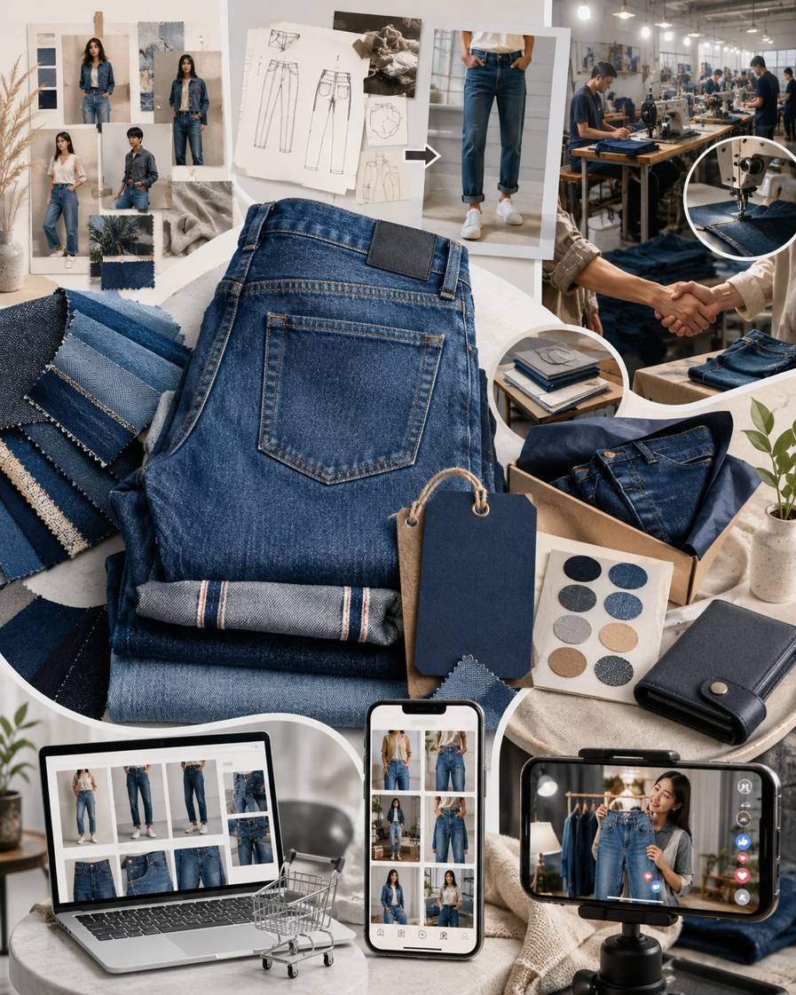 To start a jeans denim business online, you need a defined niche, a supplier with flexible MOQ, a small startup budget, and a sales platform like Shopify or TikTok Shop. You do not need fashion design skills, but you do need clear product direction, basic branding, and a manufacturing partner who can turn ideas into real denim products.