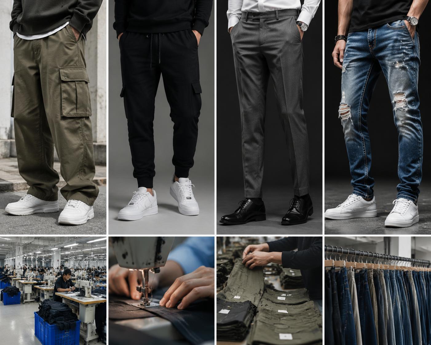 Specialized pants include cargo pants, joggers, formal trousers, and designer denim. These are used in workwear, athletic, and luxury fashion markets. Many brands also rely on OEM and ODM manufacturers to create customized pants collections, especially for private label development and small-batch production.