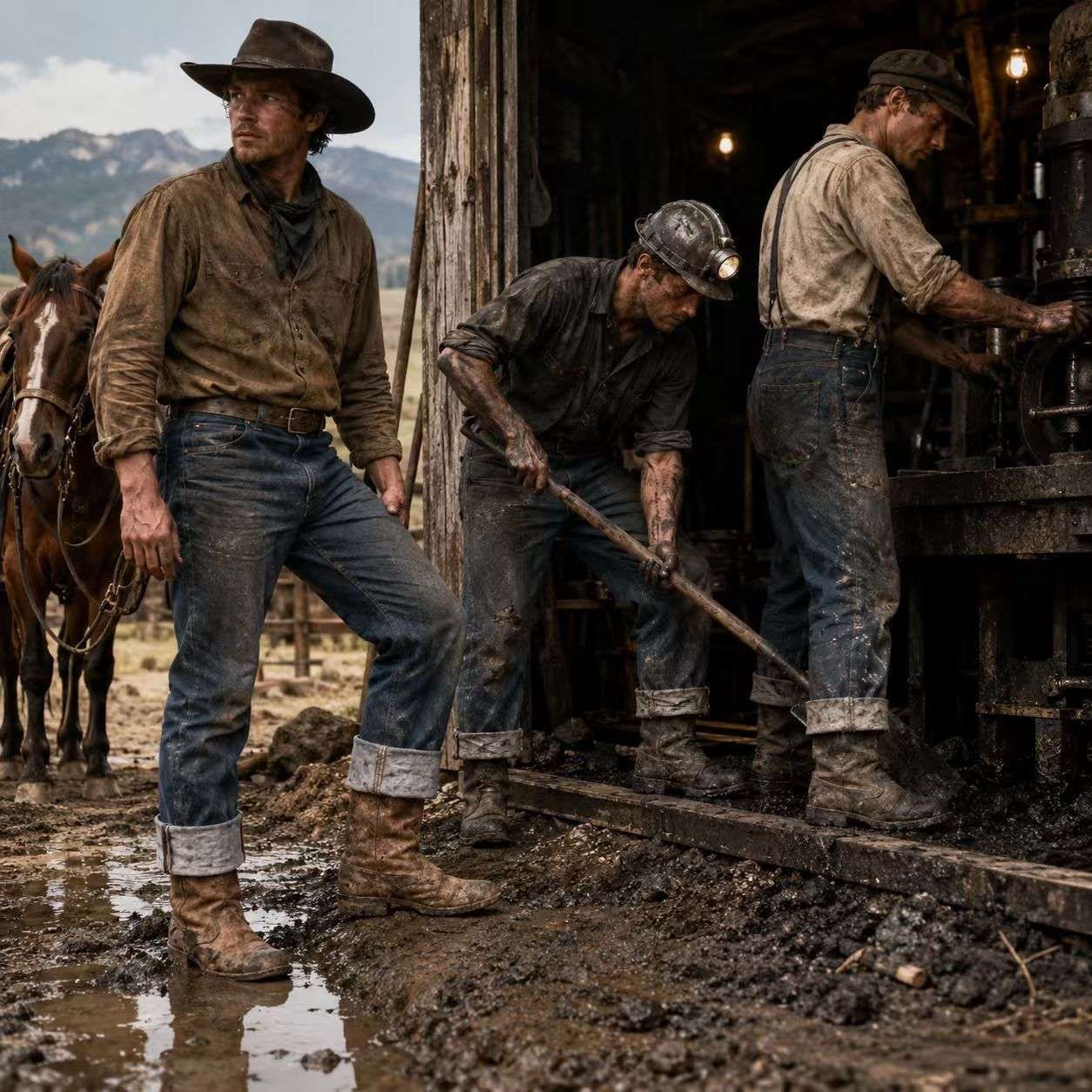 Cowboys and workers cuffed their jeans because rolled hems helped manage extra length, 