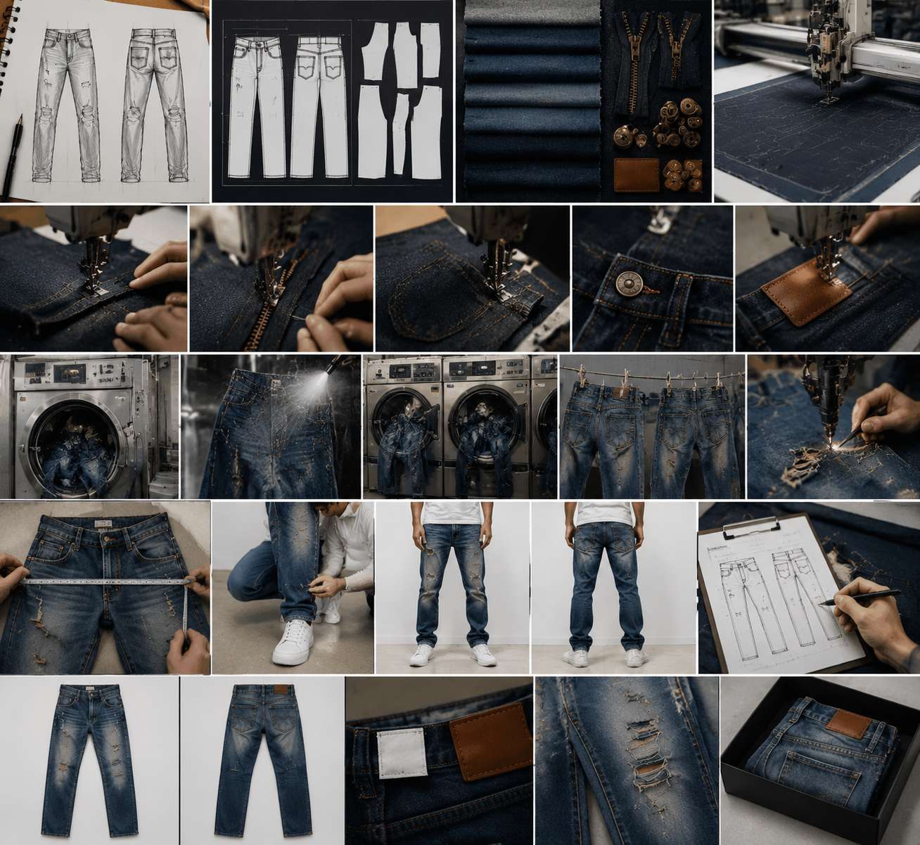A factory turns a denim sketch into a real sample by creating a pattern